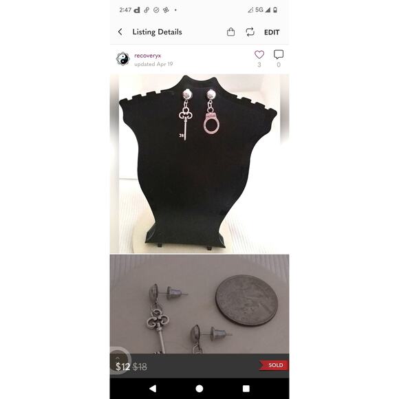 Pink Affliction Archaic Shirt and Handmade Handcuff and key earrings - Picture 2 of 2